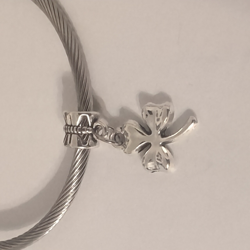 Silver Three Leaf Clover Dangle Lucky Charm for Pandora‎ Style Bracelet